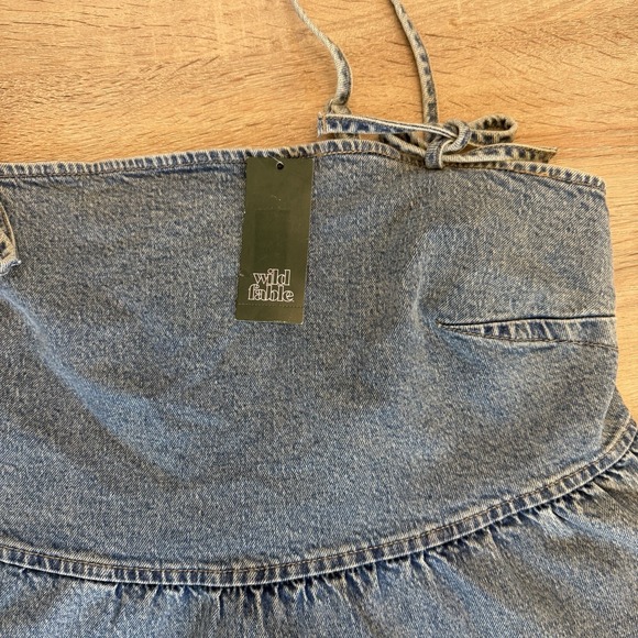 Wild Fable Denim Cami Top XXL Blue Babydoll Peplum Tie Strap Tank NWT - Picture 2 of 7